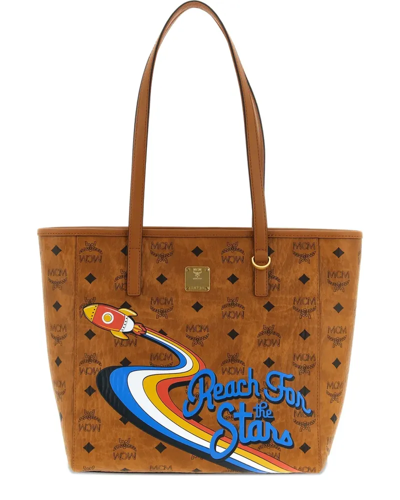 MCM Kleiner Toni Visetos Canvas-Tote Bag mit Monogramm - Braun Braun