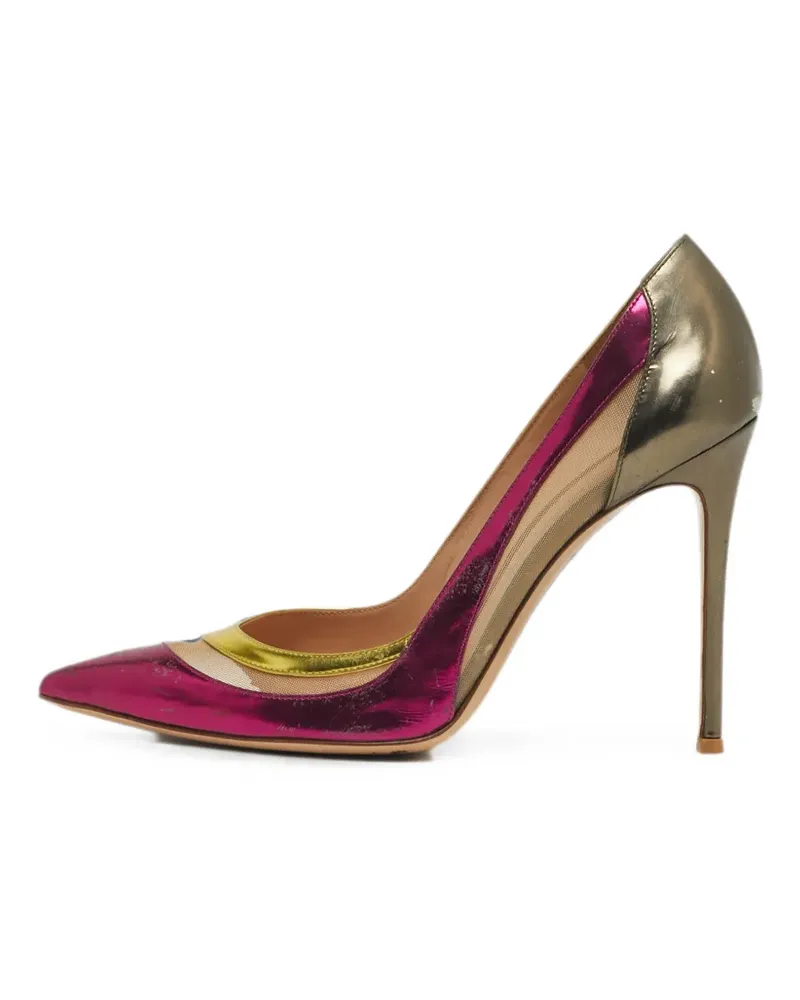 Gianvito Rossi paneled pointed-toe heeled pumps - Rosa Rosa
