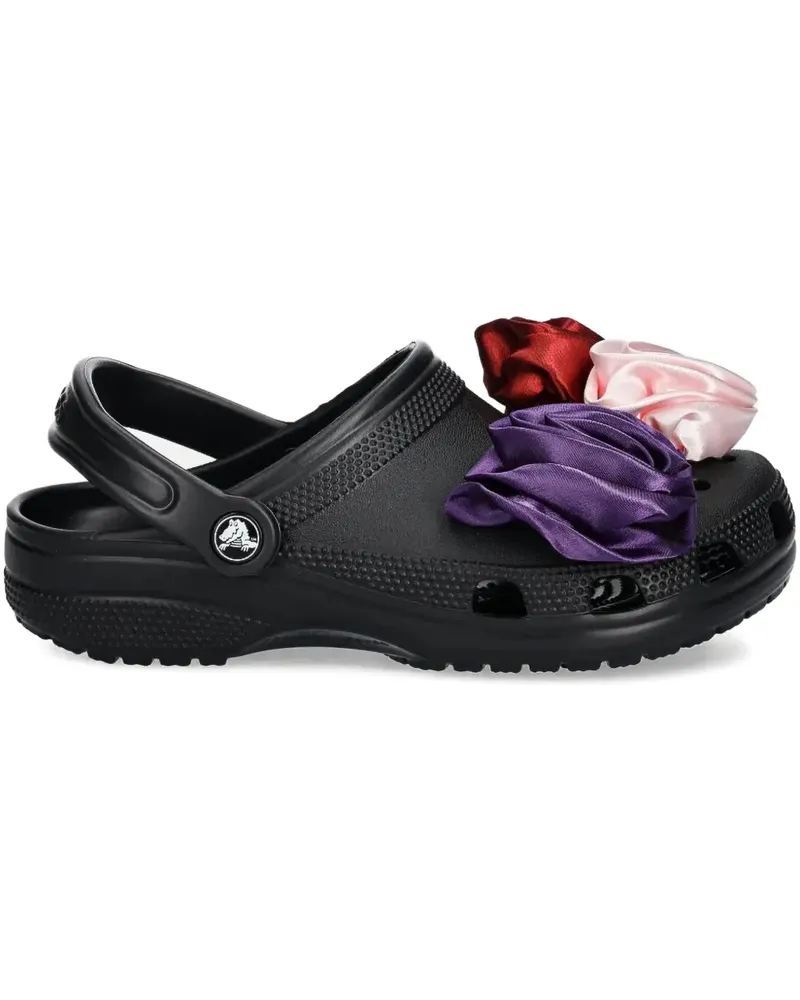 Crocs Pantoletten mit Blumenapplikation - Schwarz Schwarz