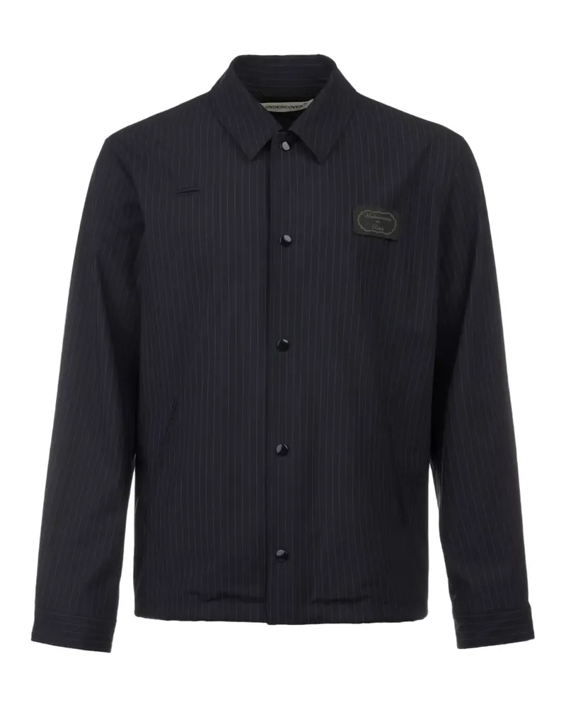 Undercover pinstripe-print logo-patch jacket - Blau Blau