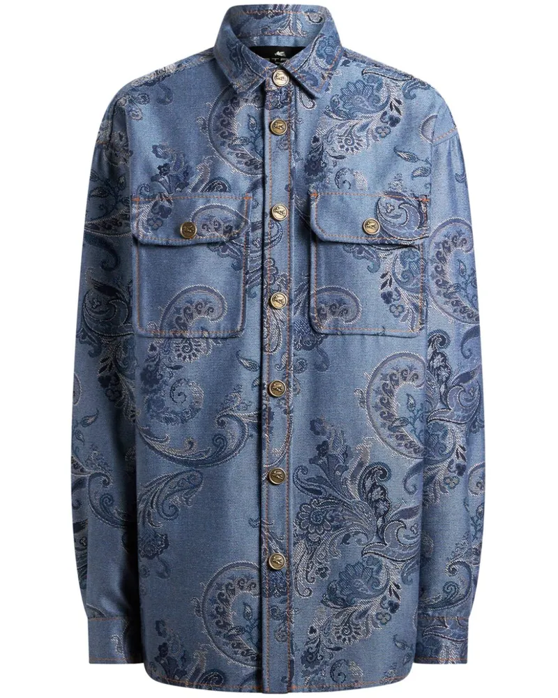 Etro Jeans-Hemdjacke aus Jacquard - Blau Blau