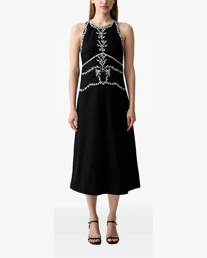 Hoss Intropia Asunción embroidered halterneck midi dress - Schwarz Schwarz