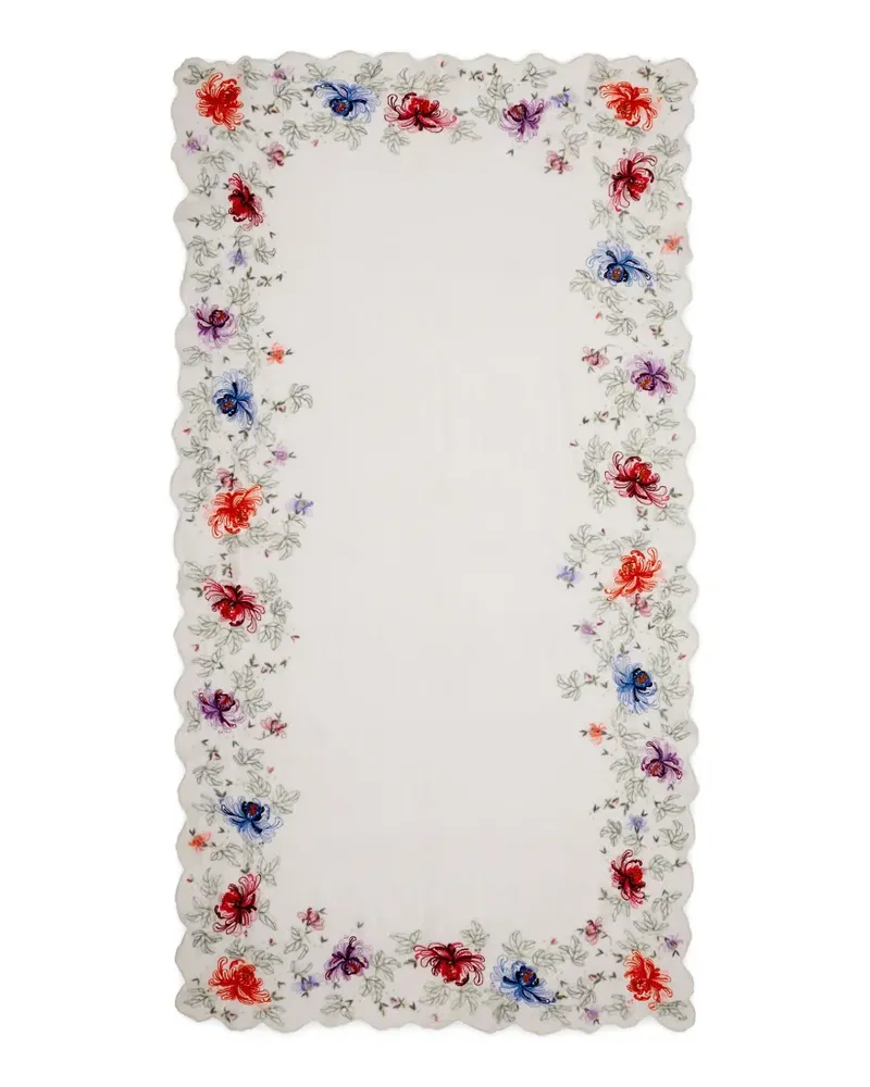 Faliero Sarti floral-embroidered scalloped scarf - Weiß Weiß