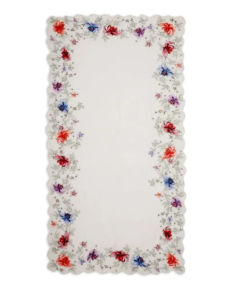 Faliero Sarti floral-embroidered scalloped scarf - Weiß Weiß