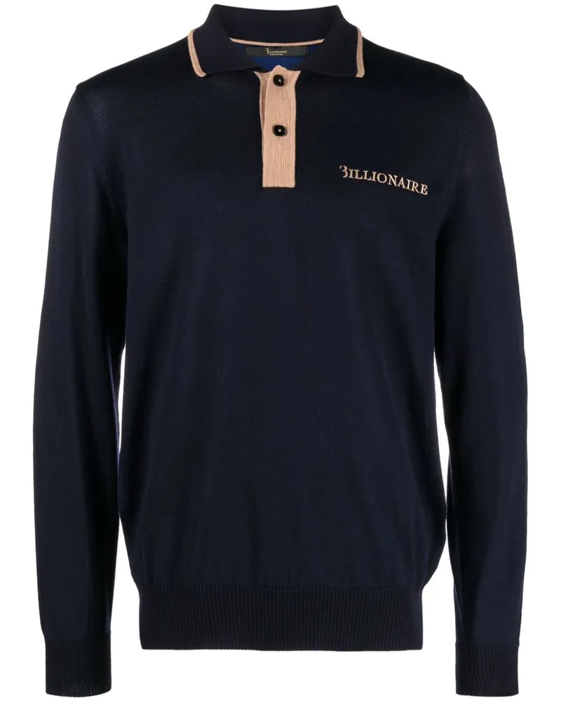 Billionaire Merino-Poloshirt mit Logo-Stickerei - Blau Blau