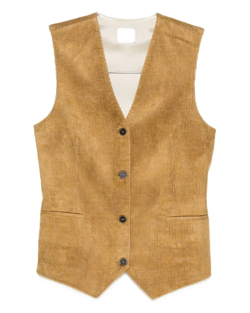 ALYSI Weste aus Cord mit Knopfverschluss - Nude Nude