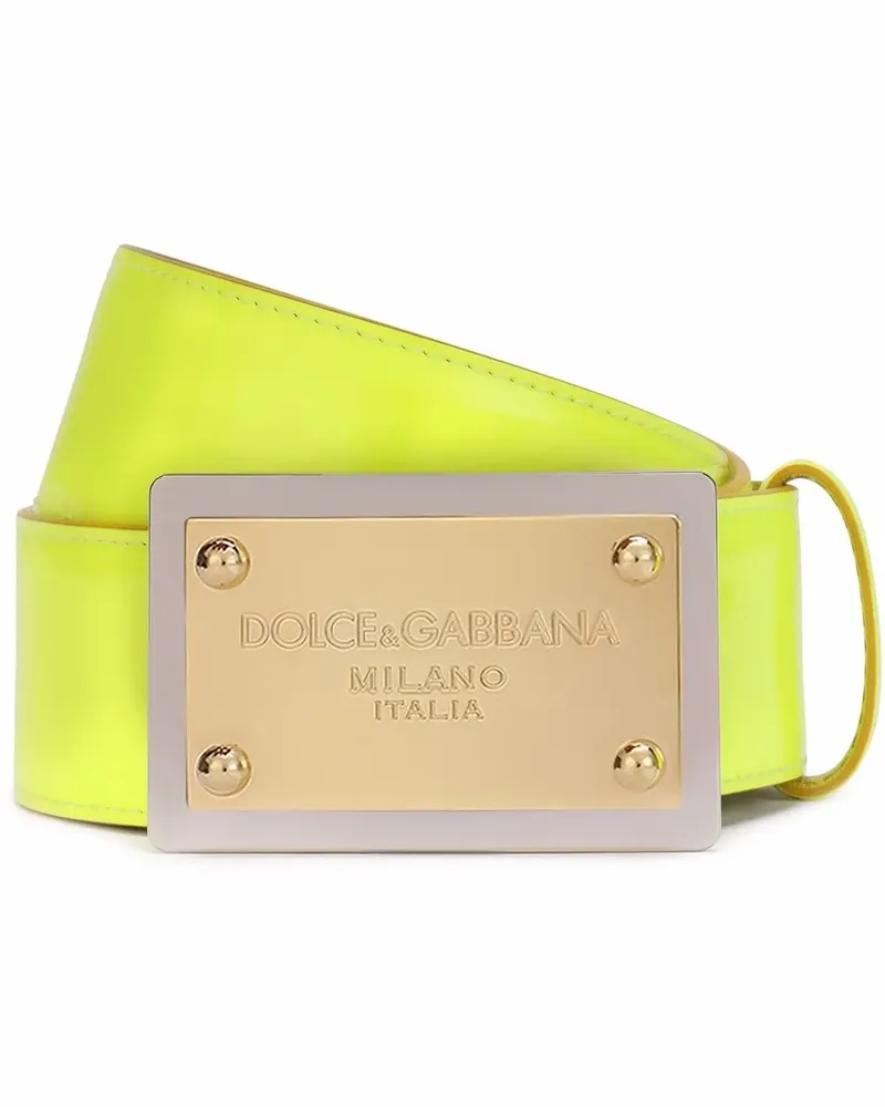 Dolce & Gabbana Gürtel mit Logo-Schild - Gelb Gelb