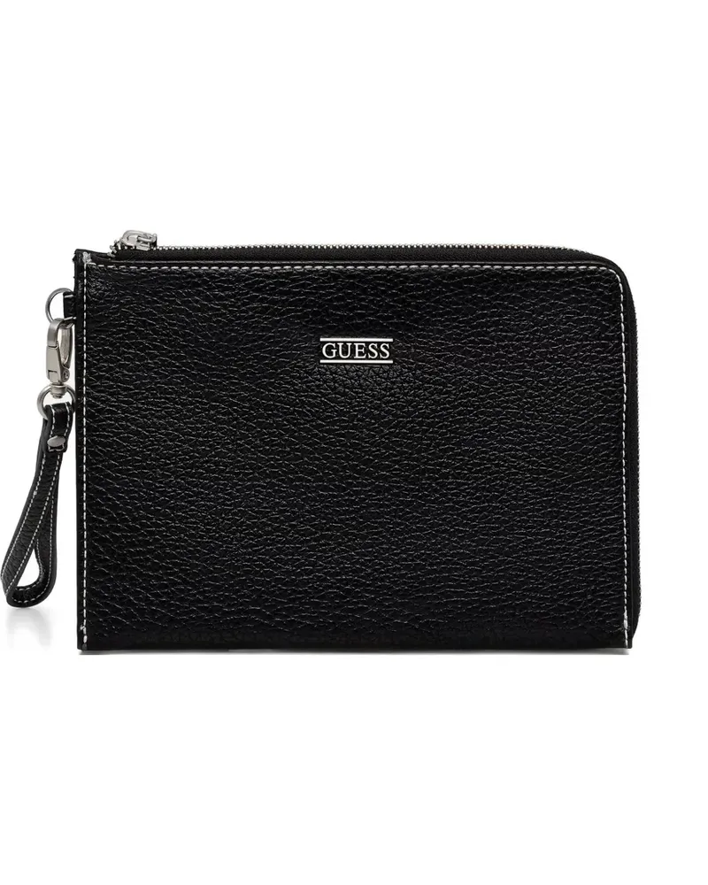 Guess logo-plaque wallet - Schwarz Schwarz