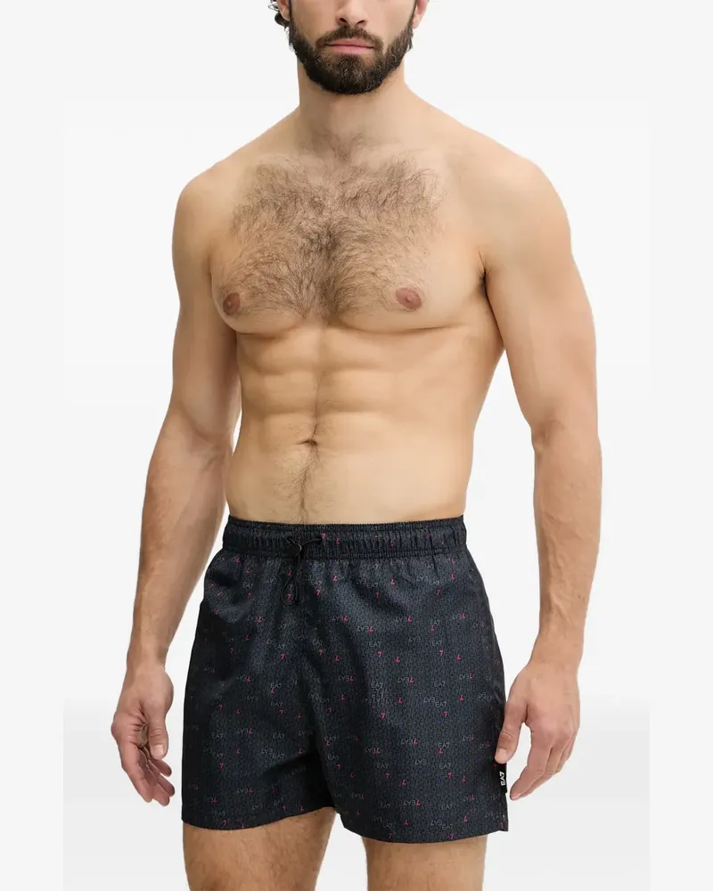 EA7 logo-print drawstring swim shorts - Grau Grau