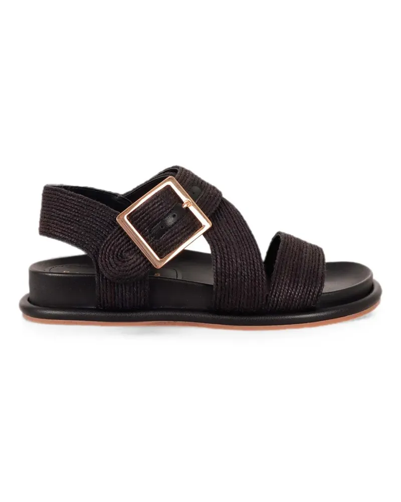 Paloma Barceló Catalina buckle-fastening raffia-effect sandals - Braun Braun