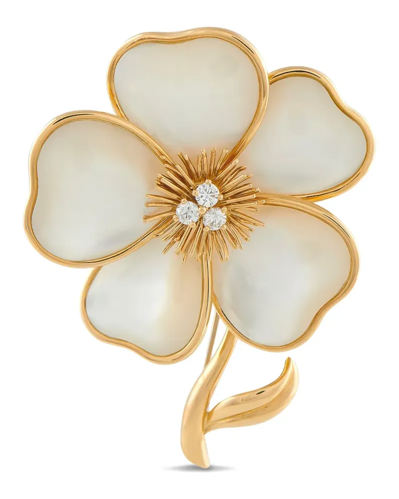 Van Cleef & Arpels Rose de Nol diamond and mother of pearl brooch - Gold Gold