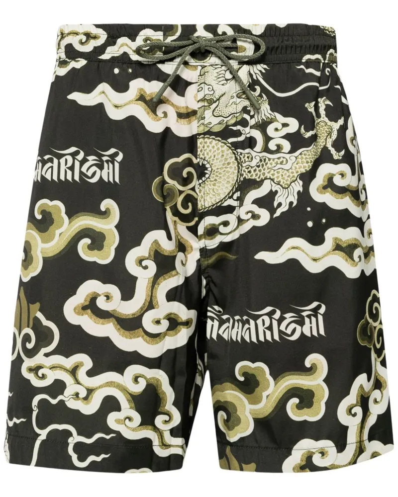 maharishi Badeshorts mit Cloud Dragon-Print - Grün Grün
