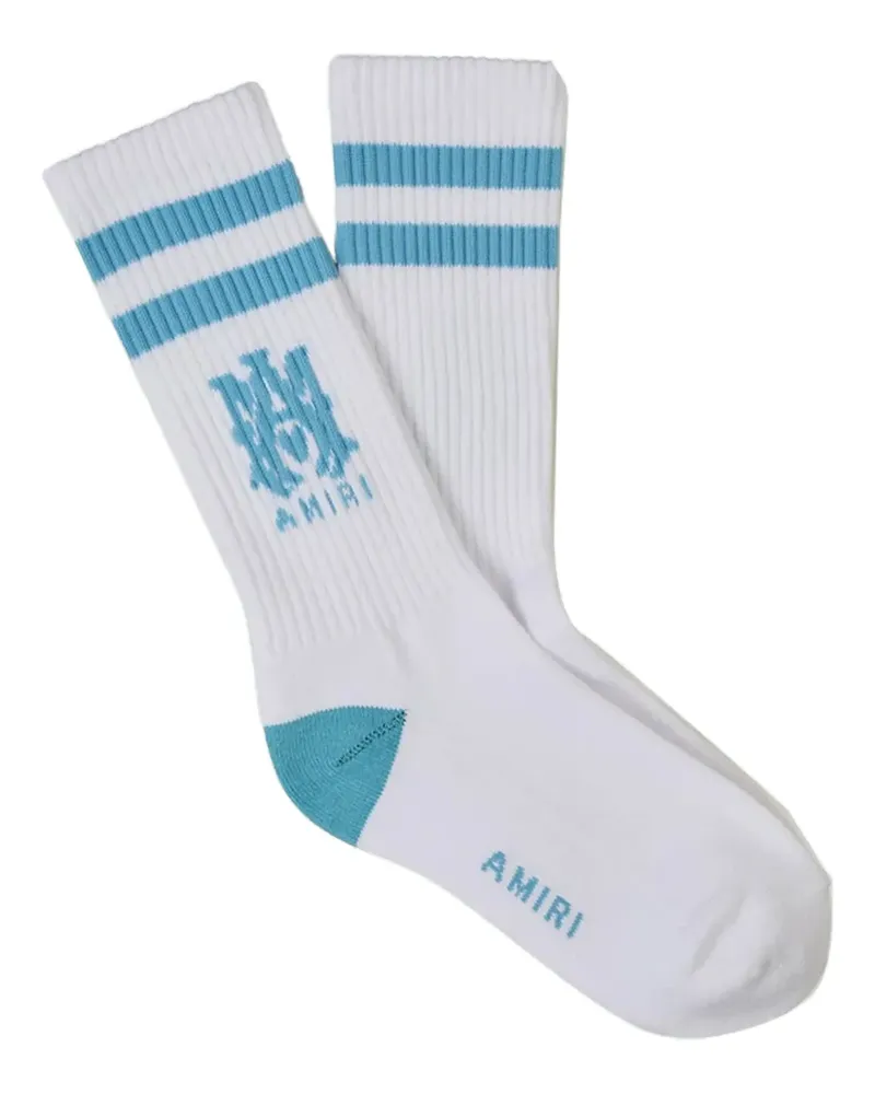 Amiri Gestreifte MA Socken mit Logo-Intarsie - Weiß Weiß