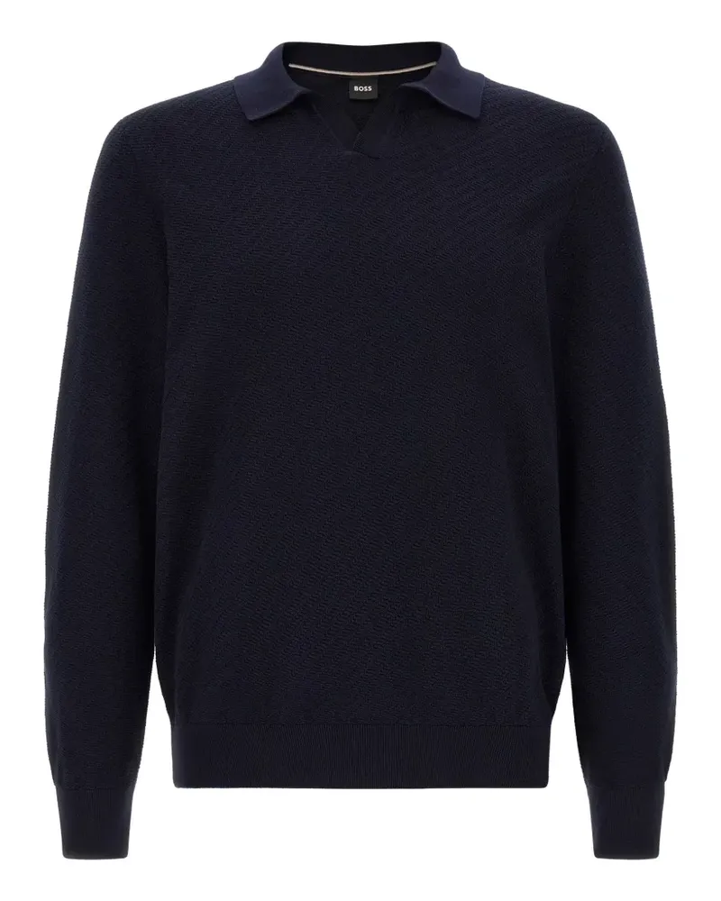HUGO BOSS Gestricktes H-Lomarino Poloshirt - Blau Blau