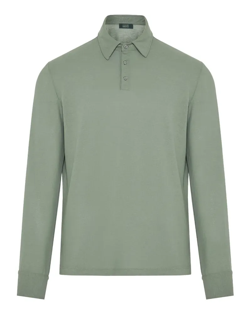 Zanone Poloshirt mit langen Ärmeln - Grün Grün