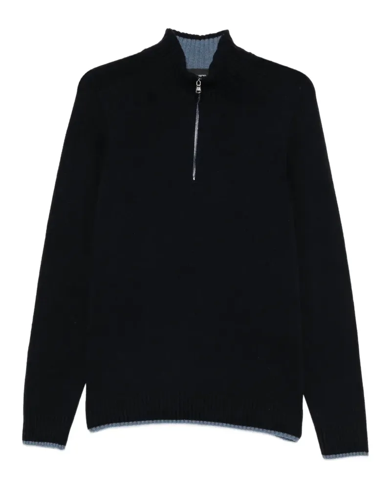 Arovescio Pullover mit kurzem Reißverschluss - Blau Blau
