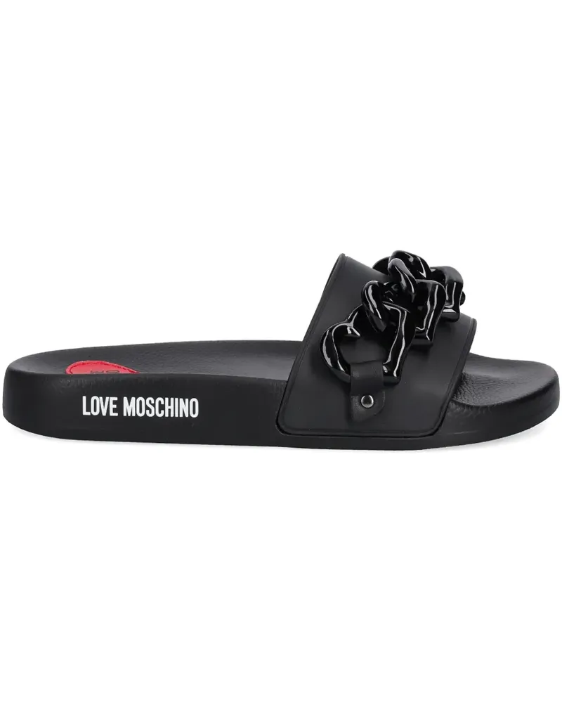 Moschino Pantoletten mit Kettendetail - Schwarz Schwarz