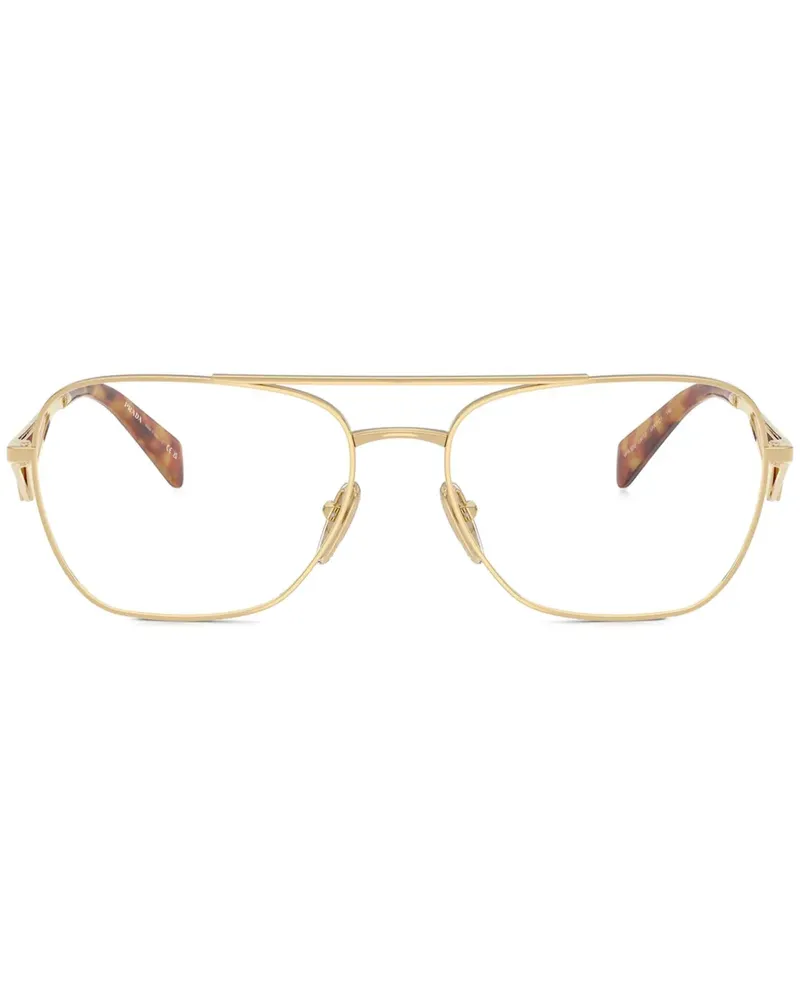 Prada Brille mit emailliertem Logo - Gold Gold