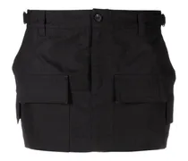 Black Cargo Pockets Mini Skirt