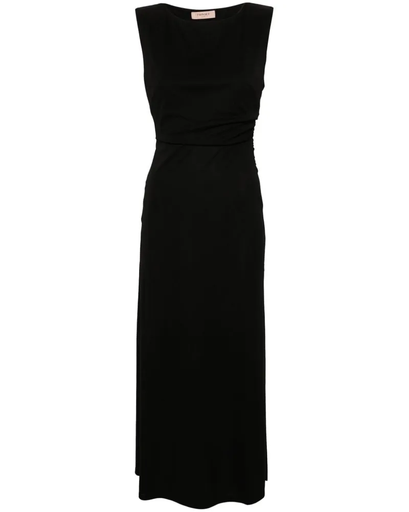 Twin-Set Ärmelloses Maxikleid mit Raffung - Schwarz Schwarz