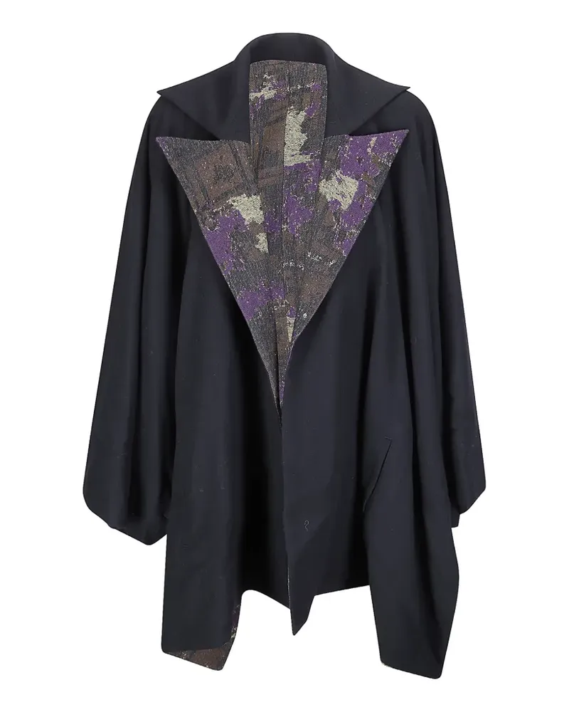 Yohji Yamamoto contrast-lapel wool coat - Schwarz Schwarz