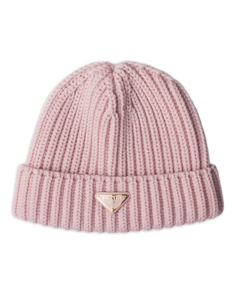 Prada Beanie mit Triangel-Logo - Rosa Rosa