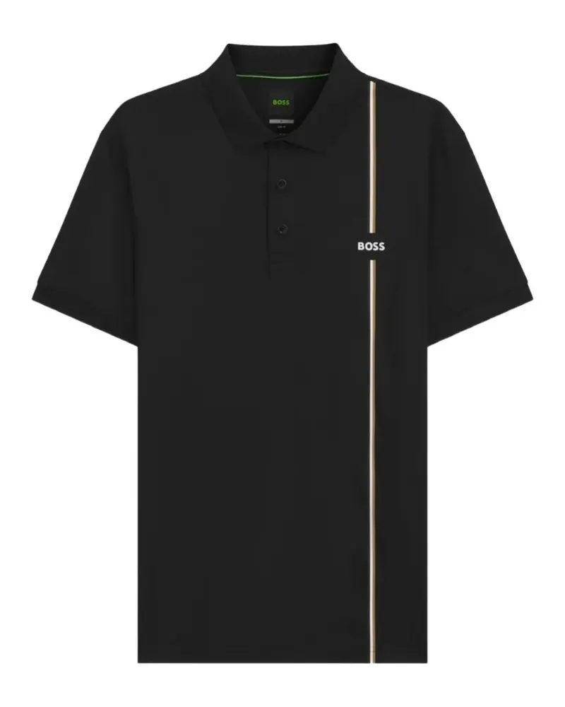 HUGO BOSS active quick-dry polo shirt with signature stripe - Schwarz Schwarz