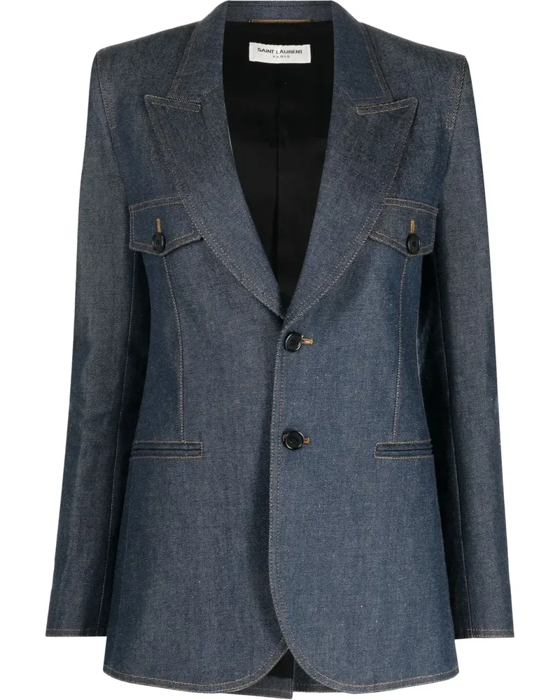 Saint Laurent Einreihiger Jeansblazer - Blau Blau
