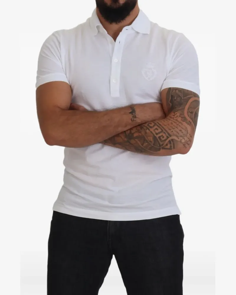Dolce & Gabbana Poloshirt mit Logo-Stickerei - Weiß Weiß