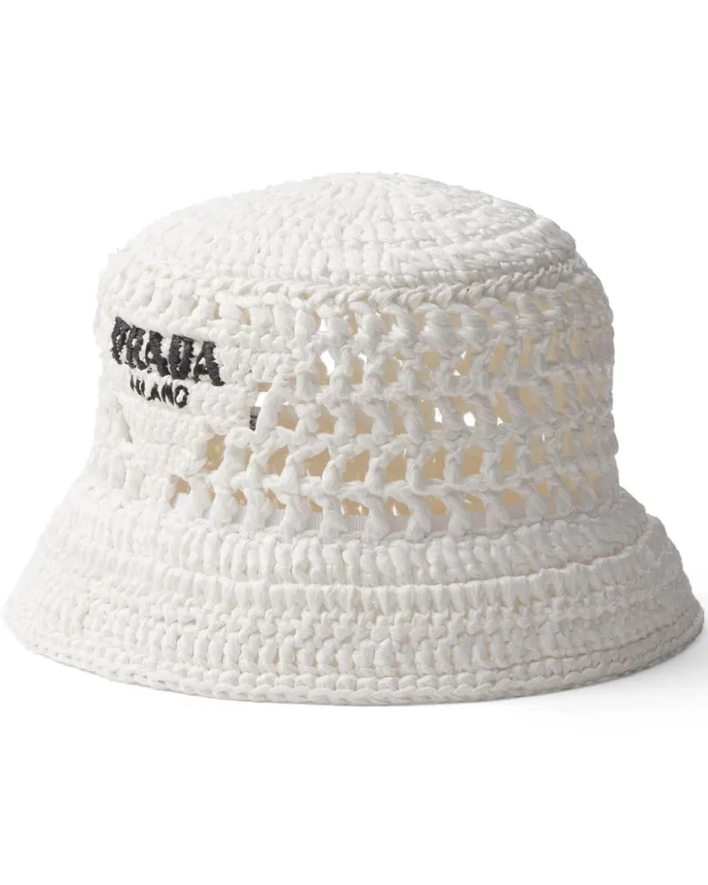Prada Fischerhut mit Logo-Stickerei - Weiß Weiß