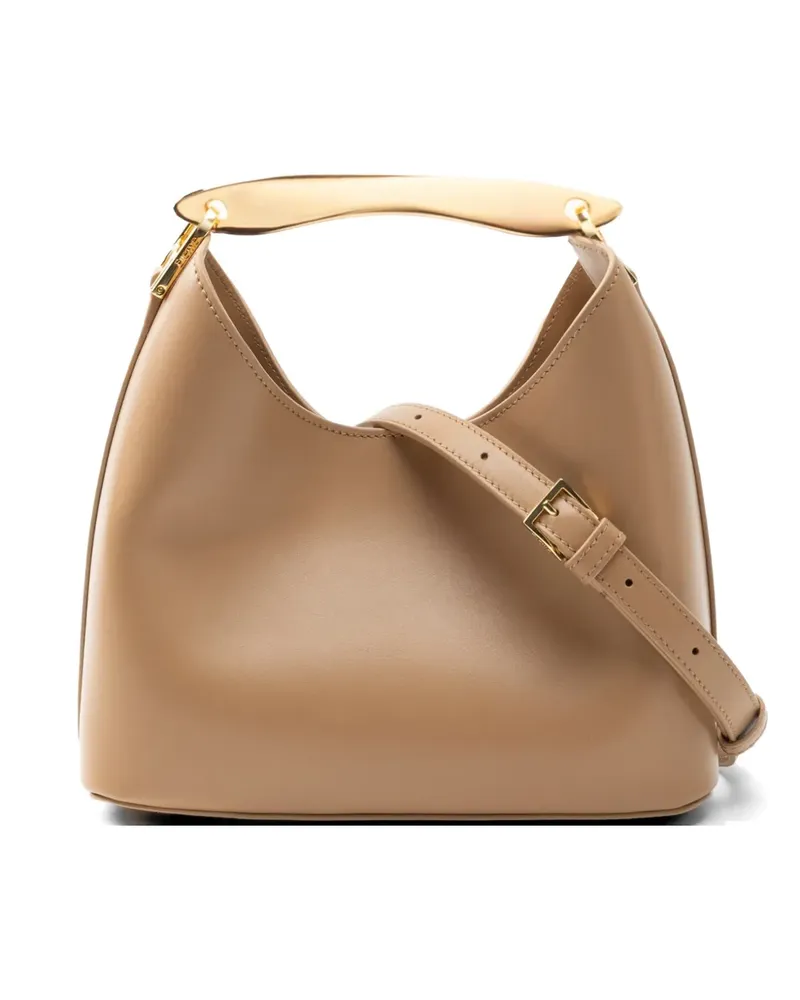 Elleme small Boomerang metal-handle leather bag - Braun Braun