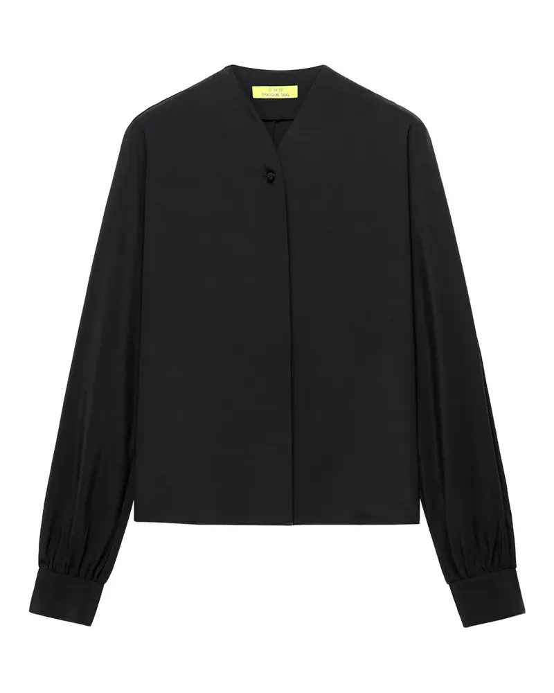 Shanghai Tang frog-fastening puff-sleeve blouse - Schwarz Schwarz