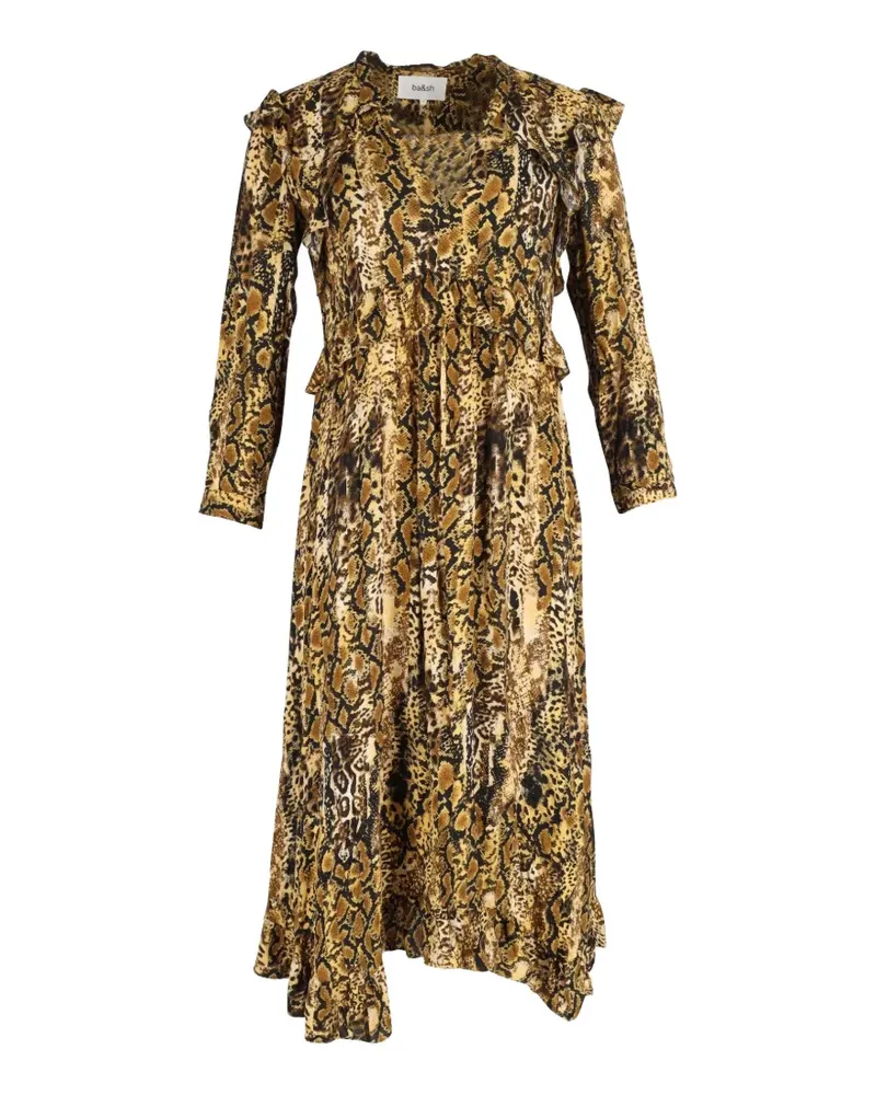 ba&sh snake print ruffled midi dress - Gelb Gelb