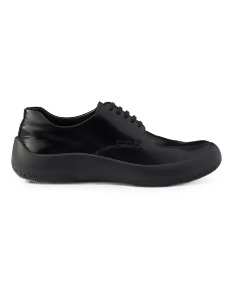 Prada Schnürschuhe aus gebürstetem Leder - Schwarz Schwarz