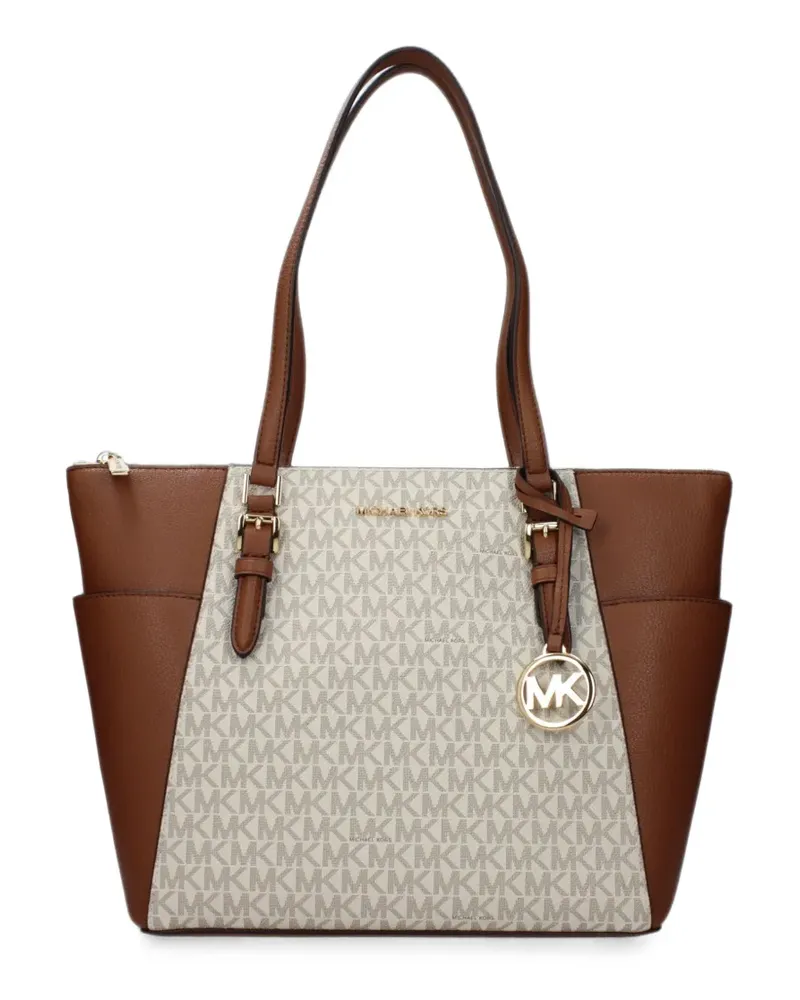 Michael Kors Charlotte Tote Bag aus Leder mit Logo-Print - Nude Nude