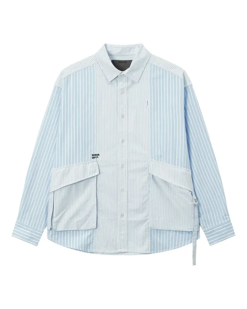 Musium Div. Gestreiftes Hemd im Patchwork-Look - Blau Blau