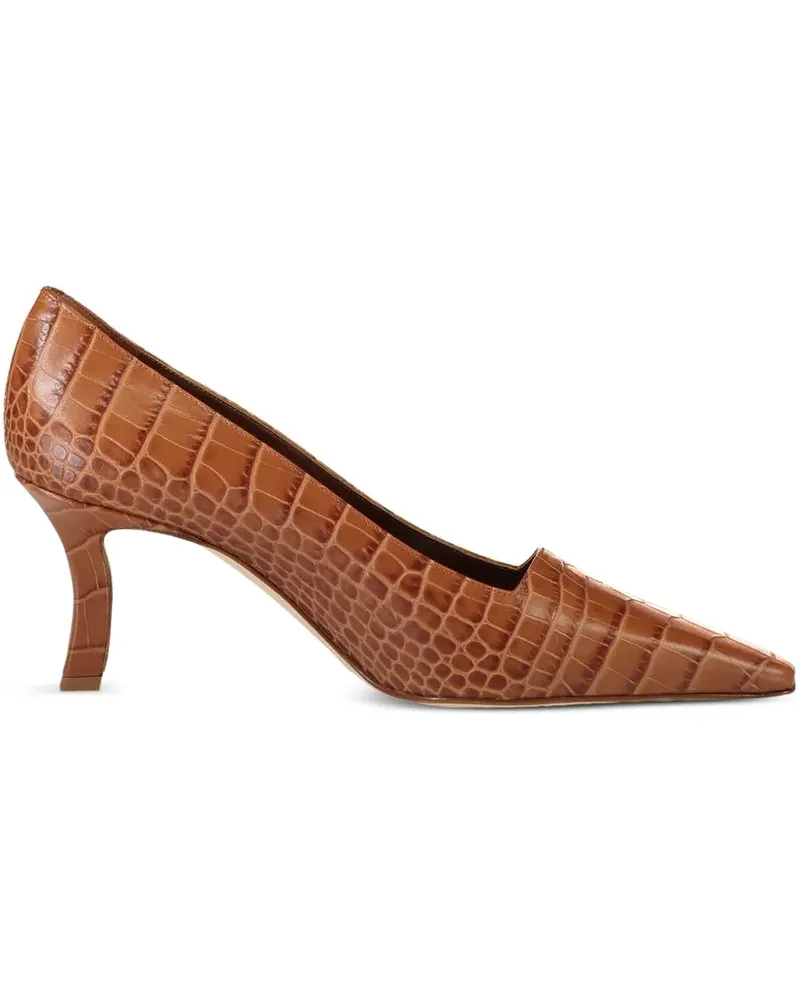 Manolo Blahnik Morailo Pumps mit Kroko-Effekt 70mm - Braun Braun