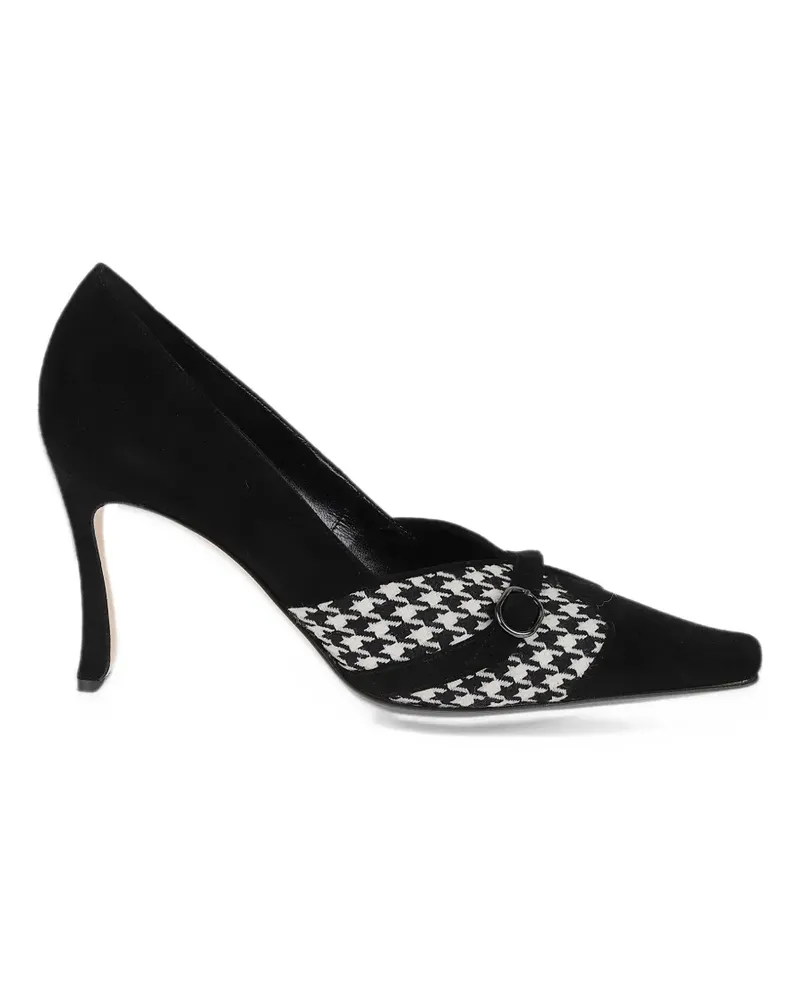 Manolo Blahnik houndstooth buckle-detail pumps - Schwarz Schwarz