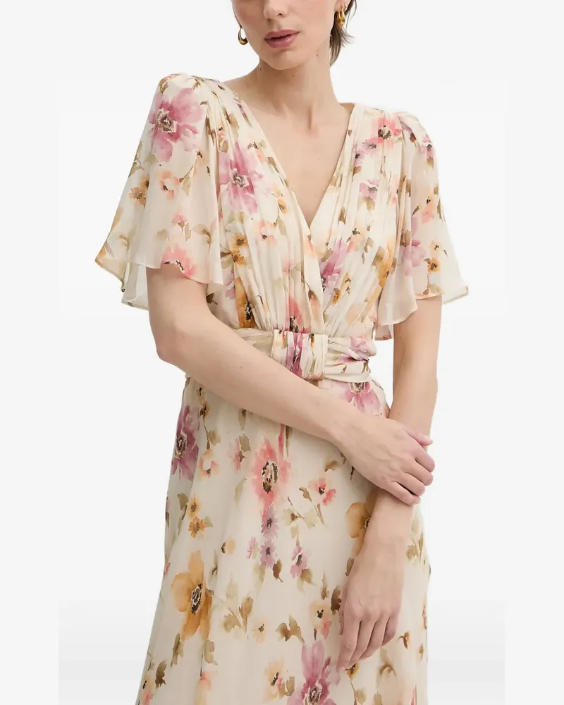 Luisa Spagnoli Panneggio floral-print pleated maxi dress - Nude Nude