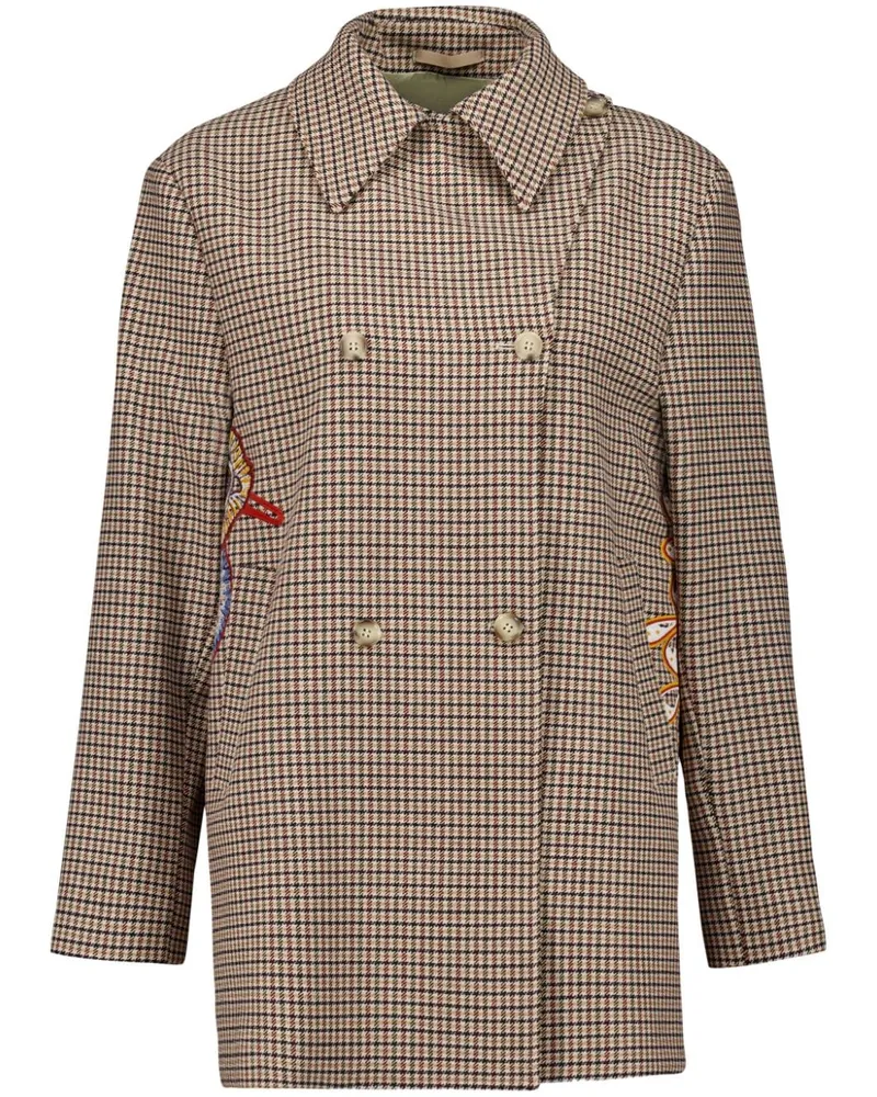 PAULA Bestickte Jacke mit Hahnentrittmuster - Braun Braun