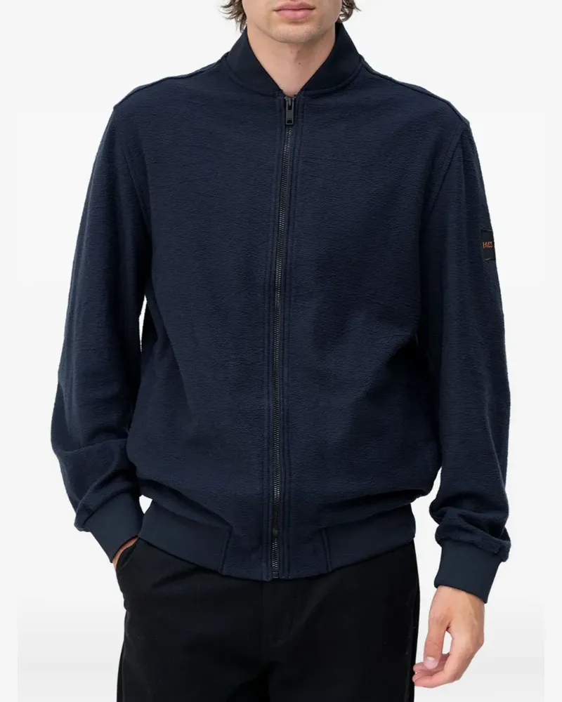 HUGO BOSS textured zip-up bomber jacket - Blau Blau