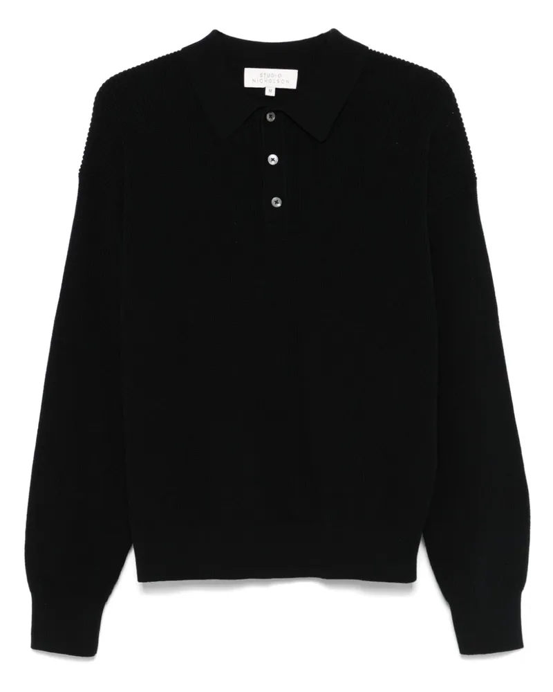 Studio Nicholson Poloshirt aus geripptem Strick - Blau Blau