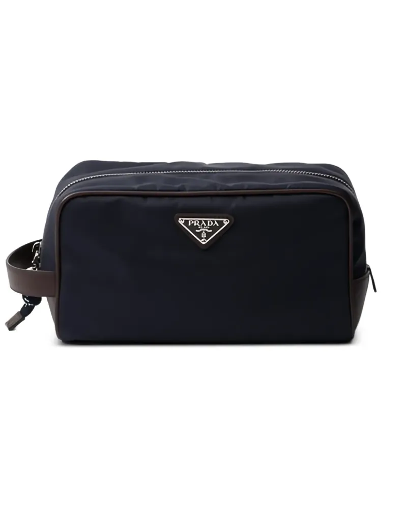 Prada Speedrock Re-Nylon leather-trim clutch bag - Blau Blau