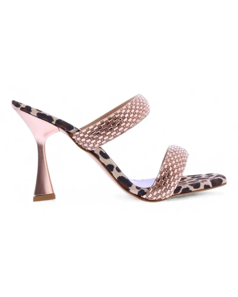 Albano Sandalen mit Schmucksteinen und Leopardenprint - Gold Gold
