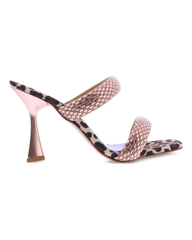 Albano Sandalen mit Schmucksteinen und Leopardenprint - Gold Gold