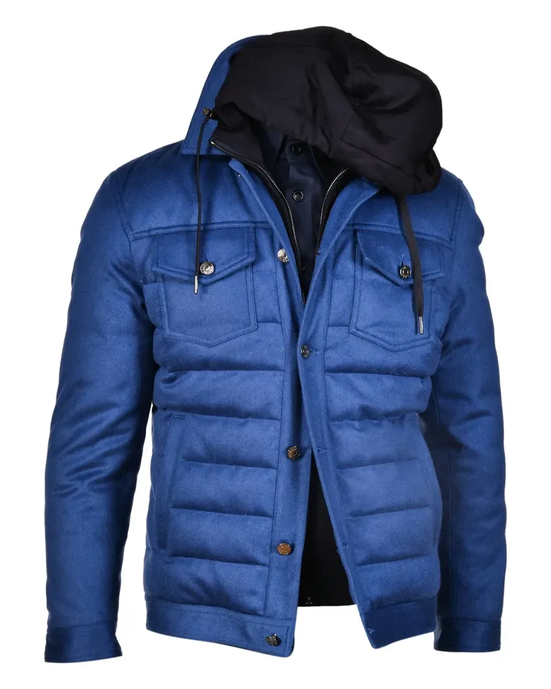 Kiton Gesteppte Kapuzenjacke - Blau Blau