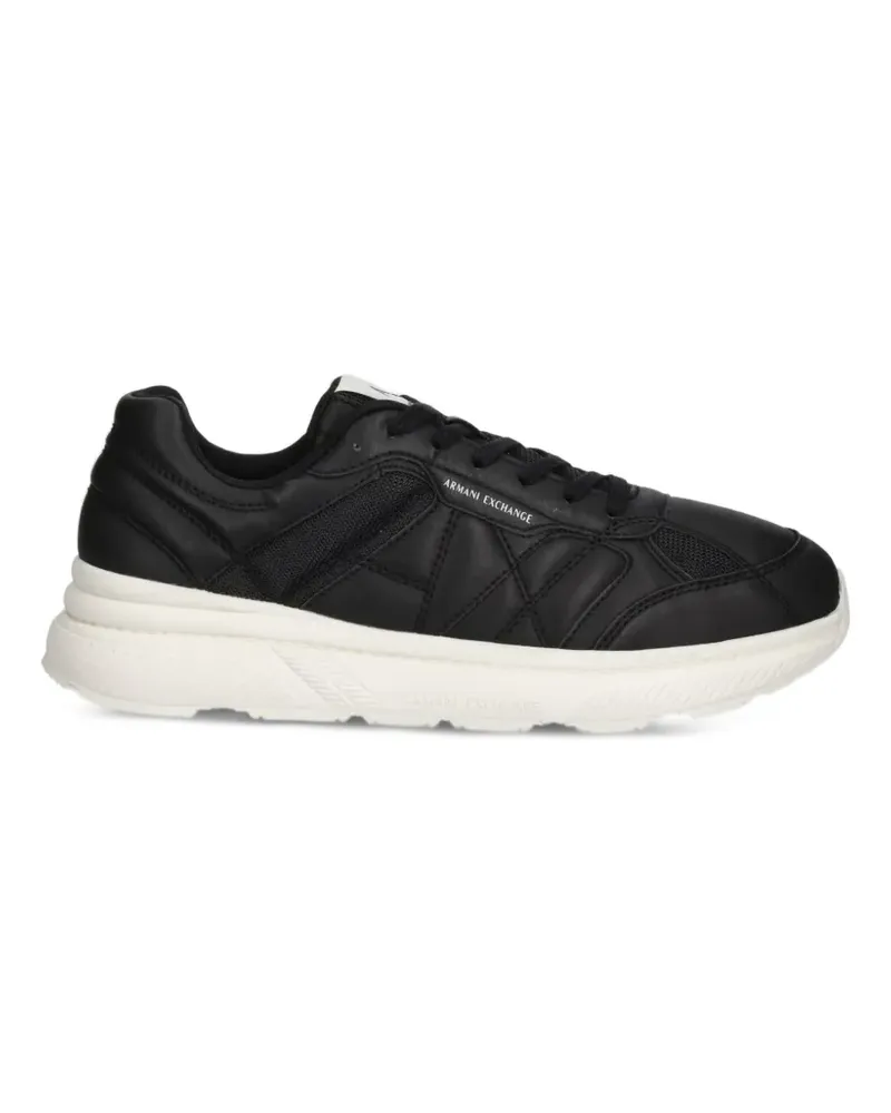 Armani Exchange Sneakers mit gestepptem Einsatz - Schwarz Schwarz