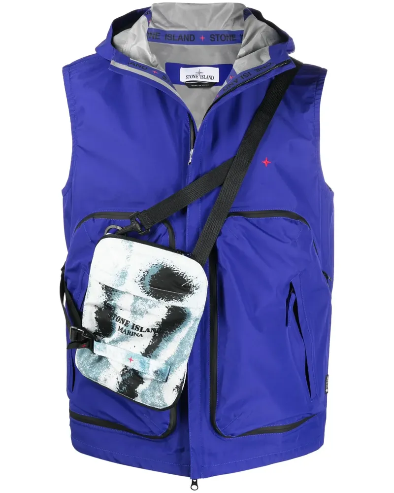 Stone Island Kapuzenweste mit Logo-Stickerei - Blau Blau