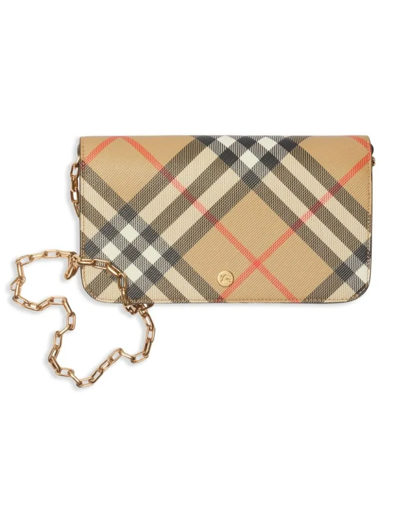 Burberry Check Portemonnaie mit Kettenriemen - Nude Nude