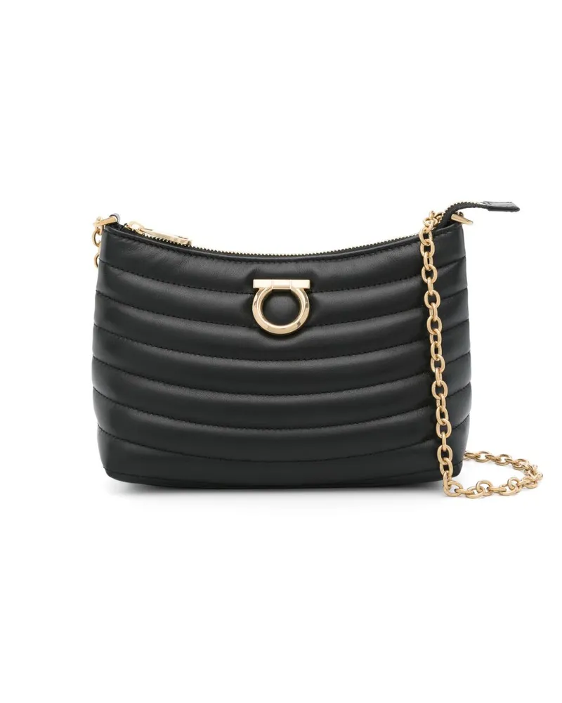 Ferragamo Schultertasche mit Gancini-Schild - Schwarz Schwarz